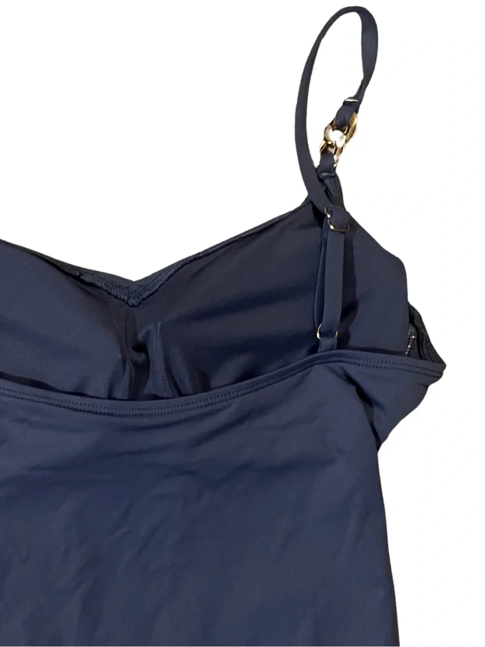 NWT Michael Kors One-Piece Ruched Gold Hardware Swimsuit | Chambry | Size 10 - Picture 4 of 9